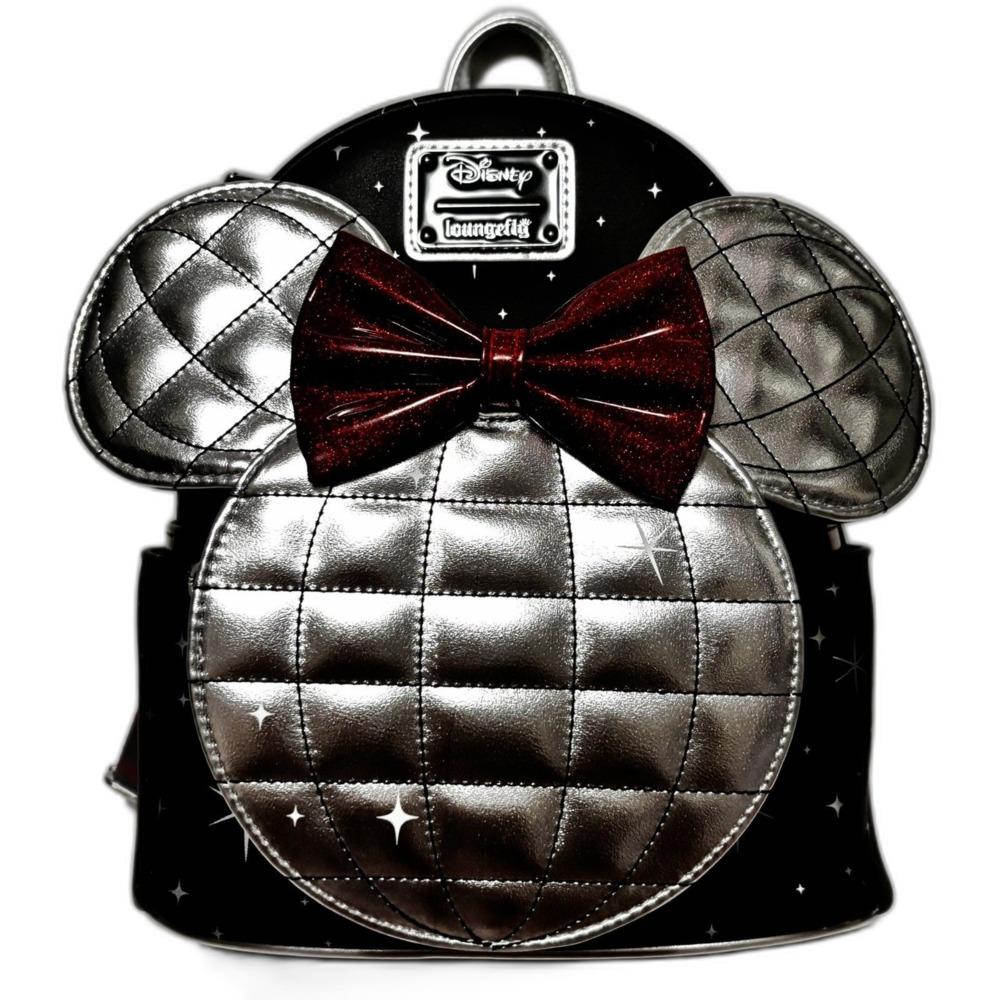 Loungefly Disney Minnie Mouse Disco Metallic Mini Backpack Bow Ears NWT